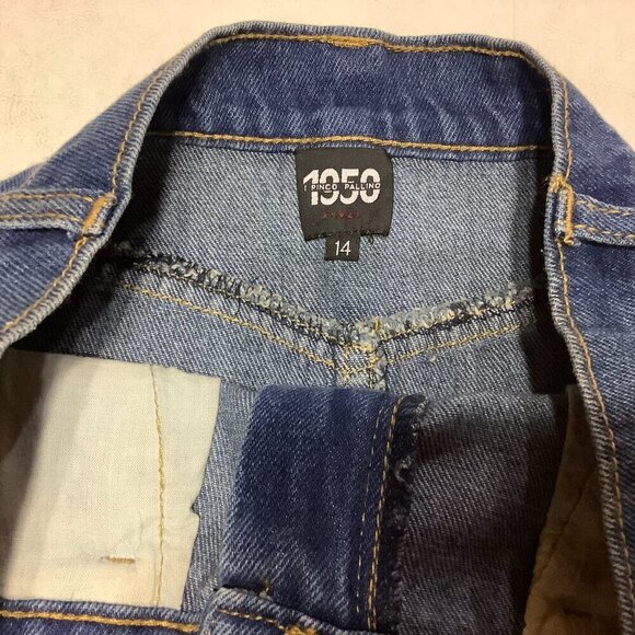 I Pinco Pallino 1950 Jean Denim Skirt Size 14 Beaded Pockets - Picture 6 of 8